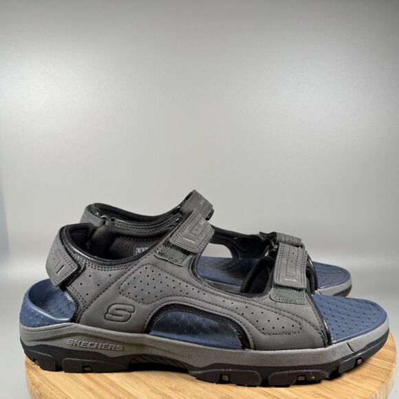 S Skechers Men's Relaxed Fit Tresmen Garo Sandals Grey Navy Size 12 - Picture 1 of 8
